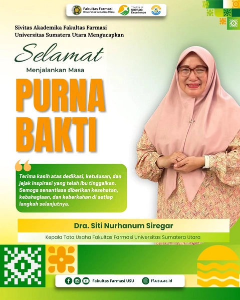 Fakultas Farmasi USU Lepas Masa Purna Bakti Dra. Siti Nurhanum Siregar dengan Penuh Apresiasi